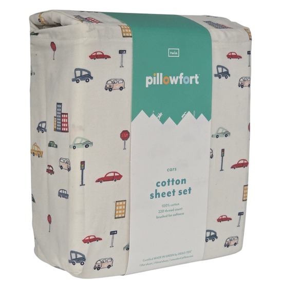 City Cars Kids Cotton Twin Sheet Set 3pc Multicolor - Picture 6 of 8